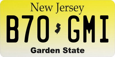 NJ license plate B70GMI