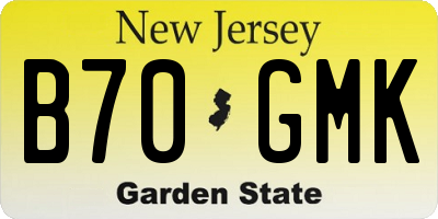 NJ license plate B70GMK