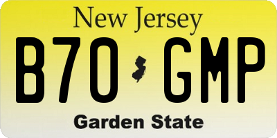 NJ license plate B70GMP
