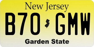 NJ license plate B70GMW