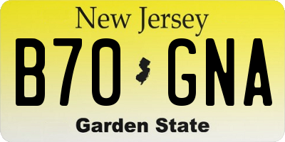 NJ license plate B70GNA