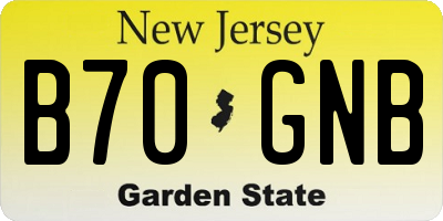 NJ license plate B70GNB