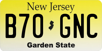 NJ license plate B70GNC