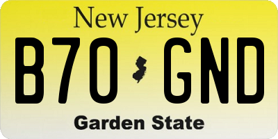 NJ license plate B70GND