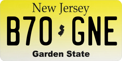 NJ license plate B70GNE