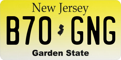 NJ license plate B70GNG