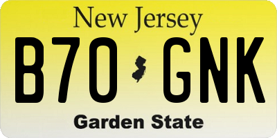 NJ license plate B70GNK