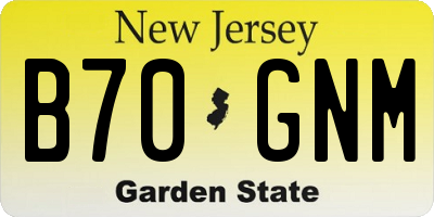 NJ license plate B70GNM