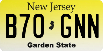NJ license plate B70GNN