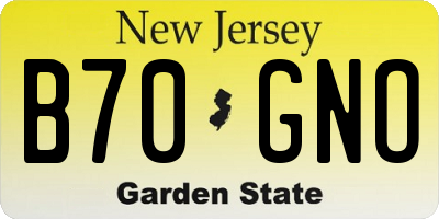 NJ license plate B70GNO