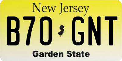 NJ license plate B70GNT