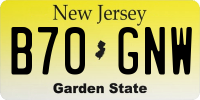 NJ license plate B70GNW