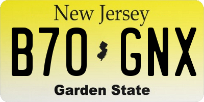 NJ license plate B70GNX