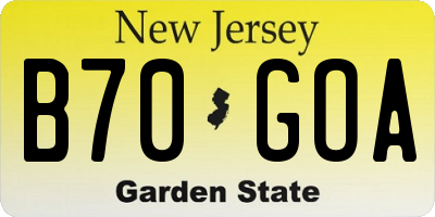 NJ license plate B70GOA
