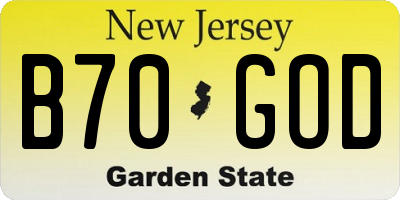 NJ license plate B70GOD