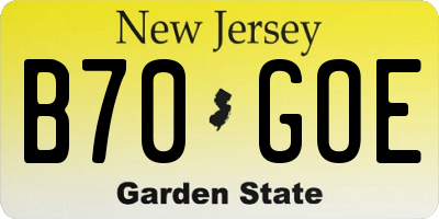 NJ license plate B70GOE