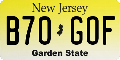 NJ license plate B70GOF