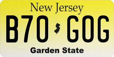 NJ license plate B70GOG