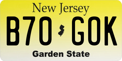 NJ license plate B70GOK