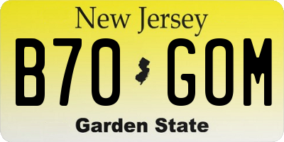 NJ license plate B70GOM
