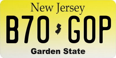 NJ license plate B70GOP