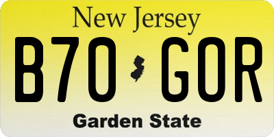 NJ license plate B70GOR