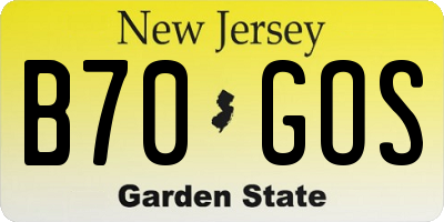 NJ license plate B70GOS