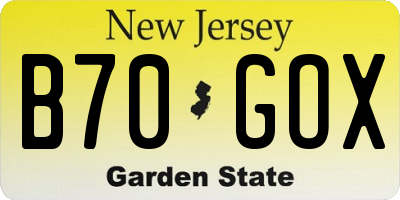 NJ license plate B70GOX