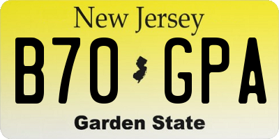 NJ license plate B70GPA