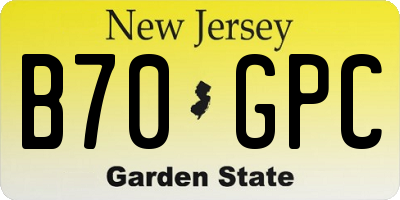 NJ license plate B70GPC
