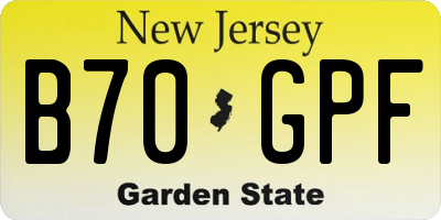 NJ license plate B70GPF