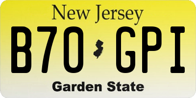 NJ license plate B70GPI