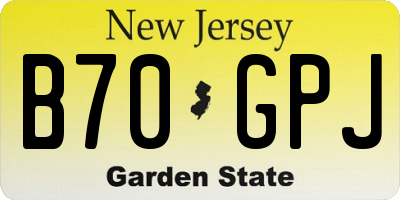 NJ license plate B70GPJ