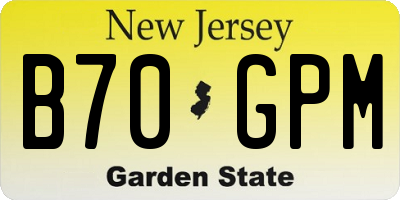 NJ license plate B70GPM