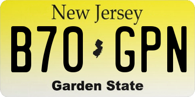 NJ license plate B70GPN