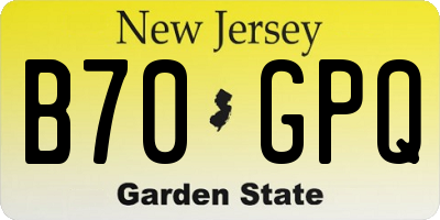 NJ license plate B70GPQ
