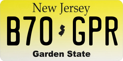 NJ license plate B70GPR