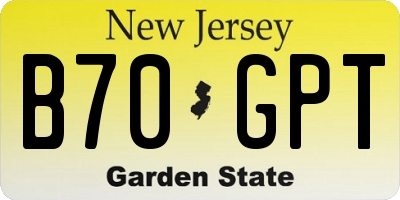 NJ license plate B70GPT