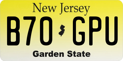 NJ license plate B70GPU