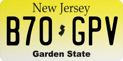 NJ license plate B70GPV
