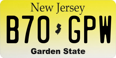 NJ license plate B70GPW