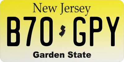 NJ license plate B70GPY