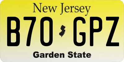 NJ license plate B70GPZ