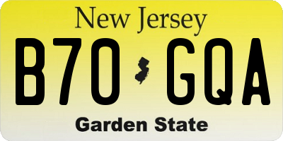 NJ license plate B70GQA