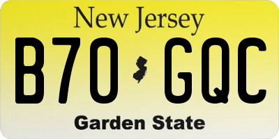 NJ license plate B70GQC