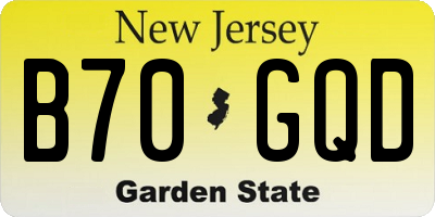 NJ license plate B70GQD