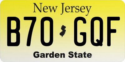 NJ license plate B70GQF