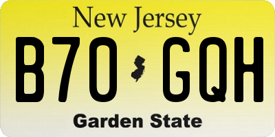 NJ license plate B70GQH