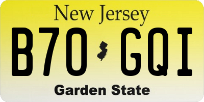 NJ license plate B70GQI