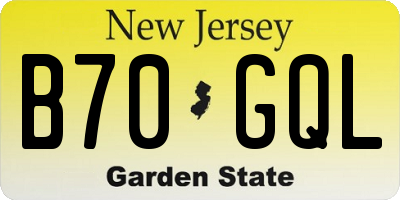 NJ license plate B70GQL